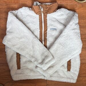 Columbia Cream and Brown Fleece Teddy Jacket